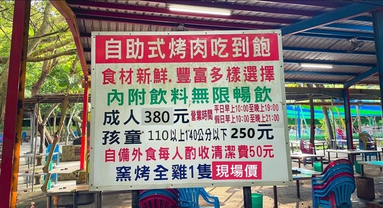 苗栗【台灣水牛城】提供380元火鍋與烤肉吃到飽，CP值相當高。