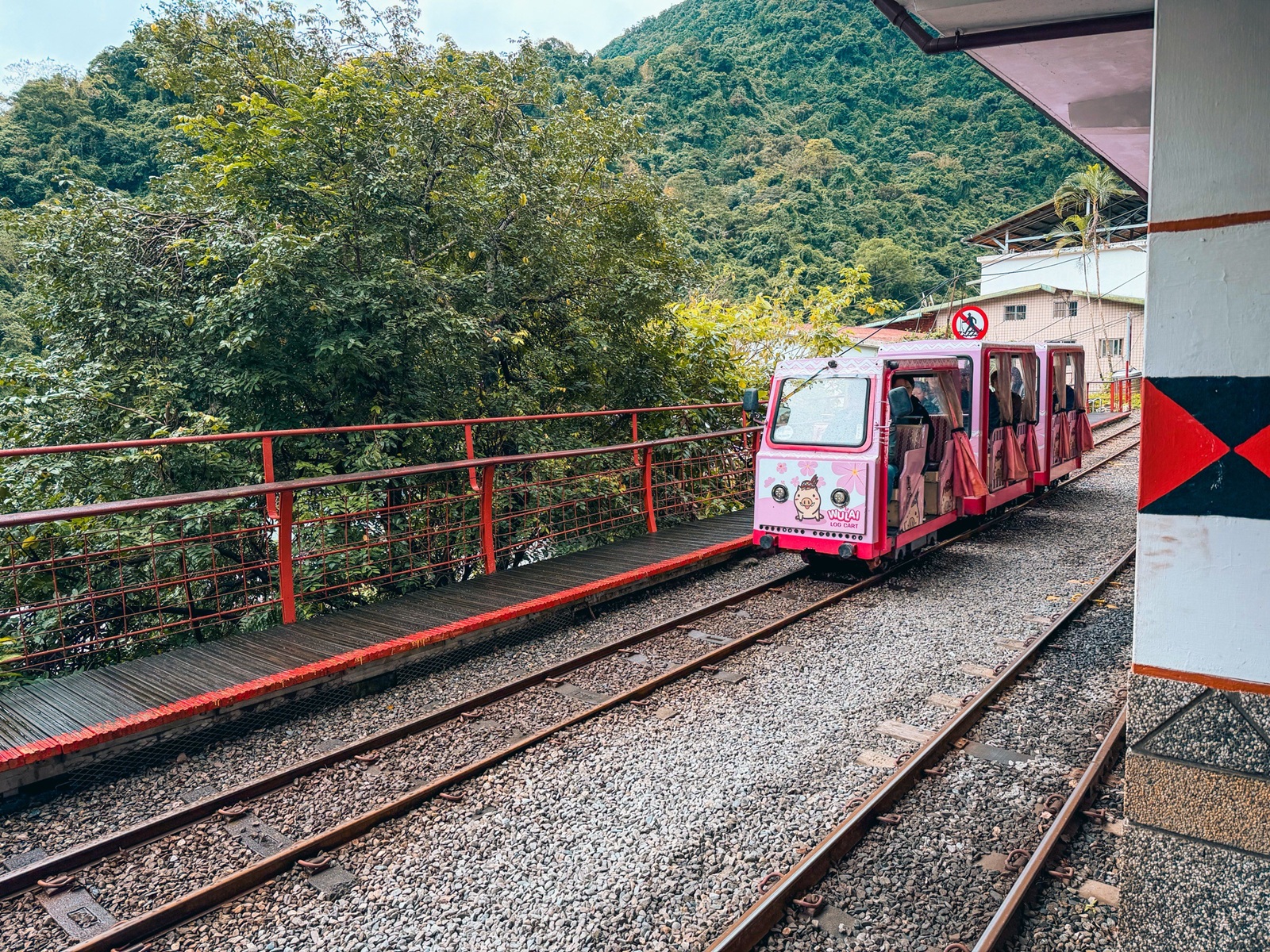 新北景點【烏來觀光台車】搭乘粉嫩小豬台車，穿梭隧道看絕美瀑布全攻略