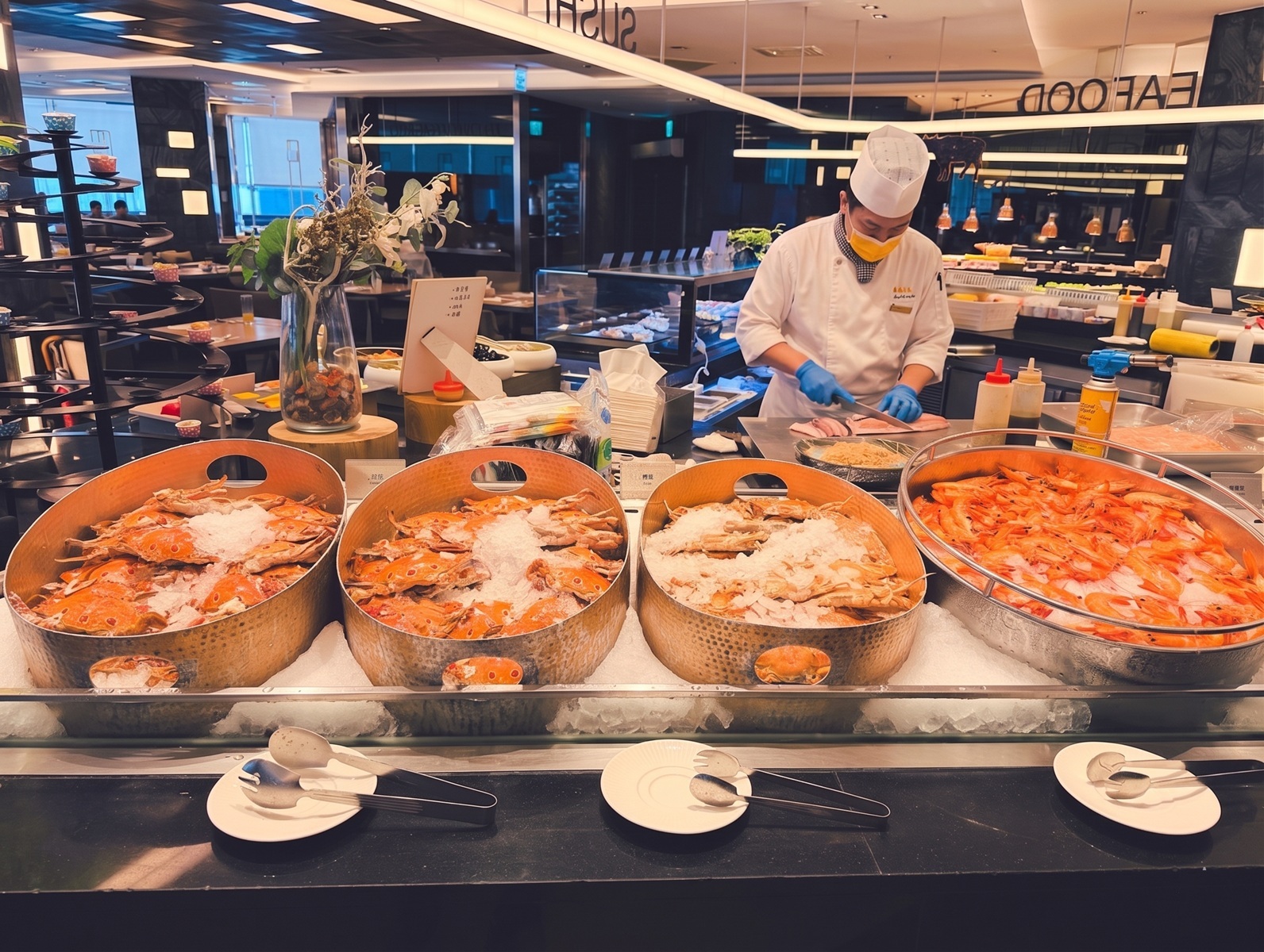 台北【漢來海港餐廳天母店】百道料理吃到飽餐廳，海鮮和熱炒每樣都好吃