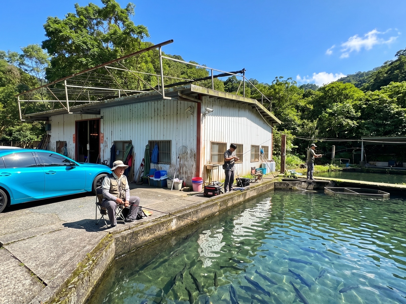 很多人沒聽過，就是烤魚山產店家，點個三菜一湯就很夠，自己釣是主打
