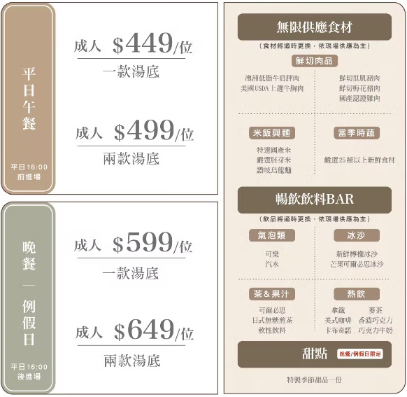 新店小碧潭牧場【MoMoParadise壽喜燒】吃到飽餐點菜單