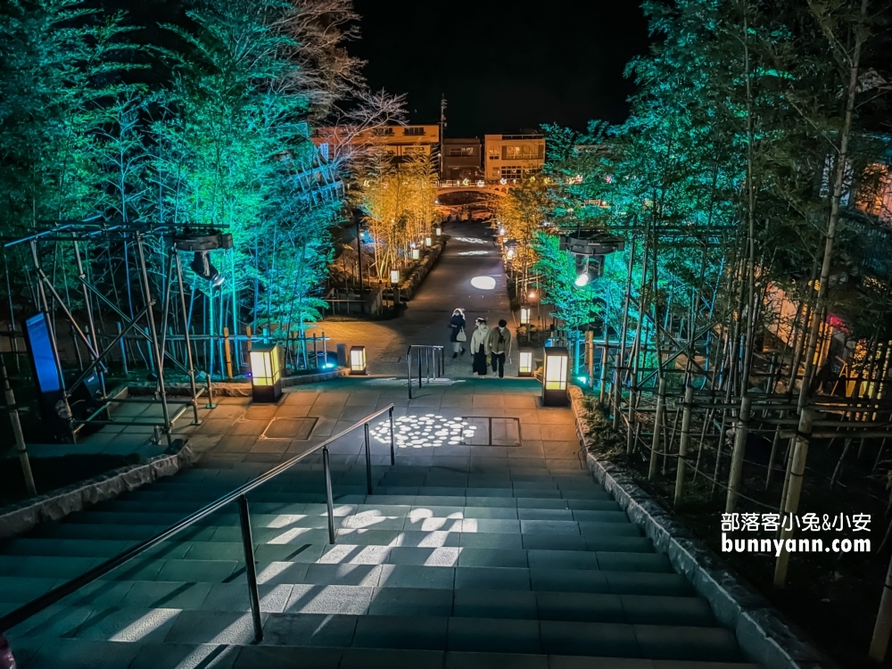 【長門湯本溫泉】音信川河川公園泡腳，夜拍竹林階梯夜景