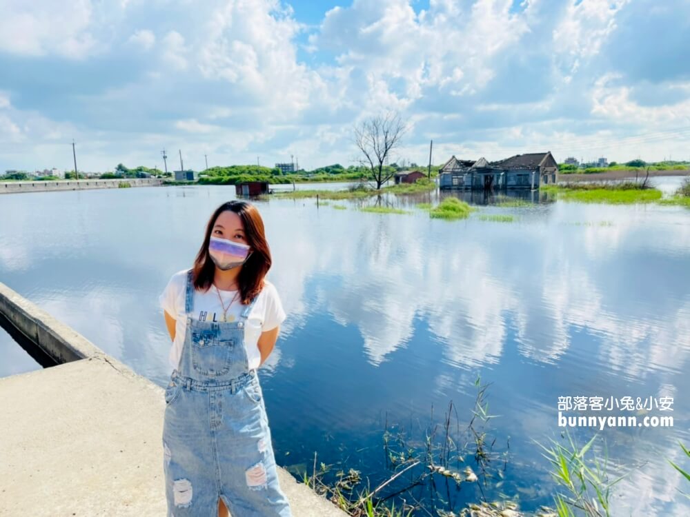 嘉義在水一方，東石水中古厝，美拍被海水包圍的古厝與藍天