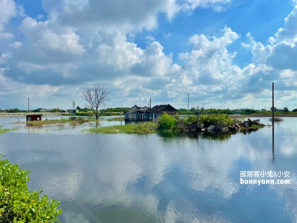 嘉義在水一方，東石水中古厝，美拍被海水包圍的古厝與藍天