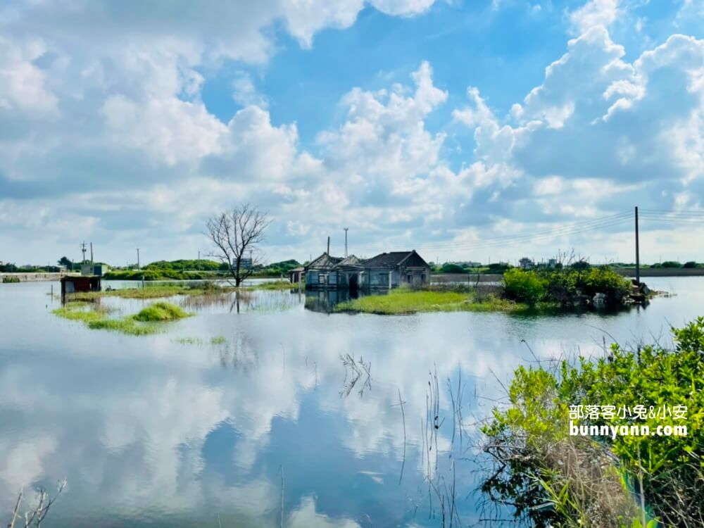 嘉義在水一方，東石水中古厝，美拍被海水包圍的古厝與藍天