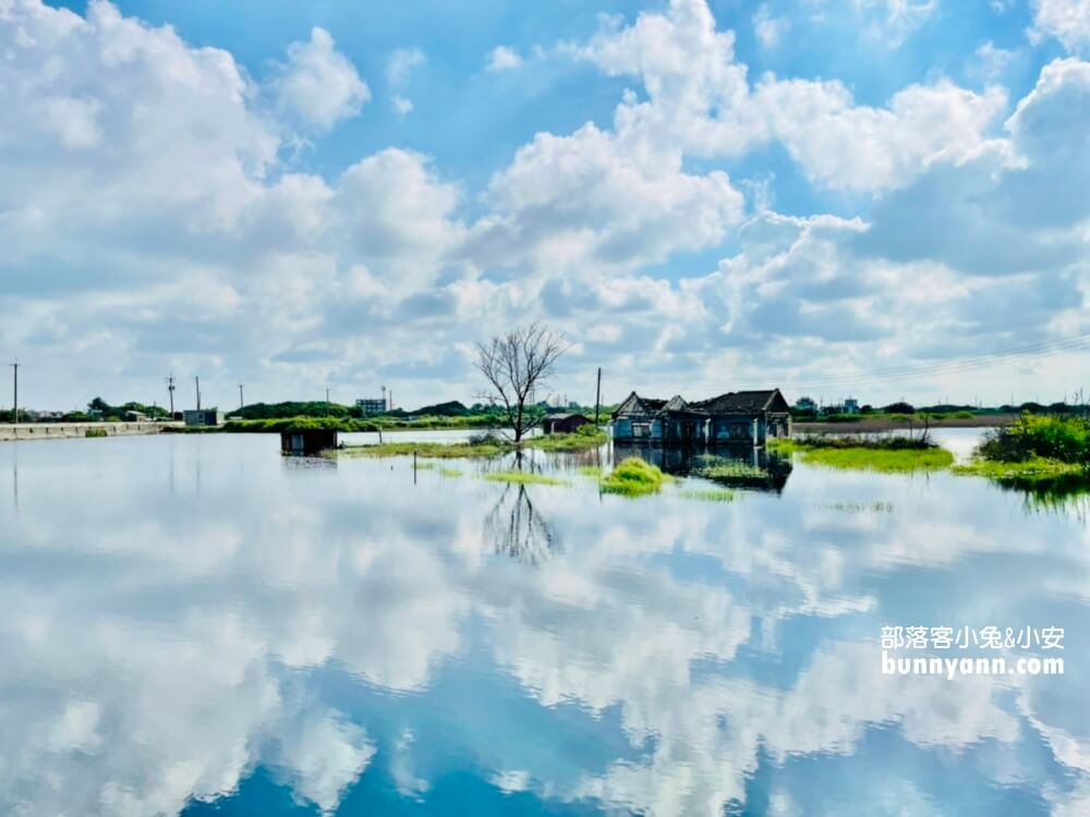嘉義在水一方，東石水中古厝，美拍被海水包圍的古厝與藍天