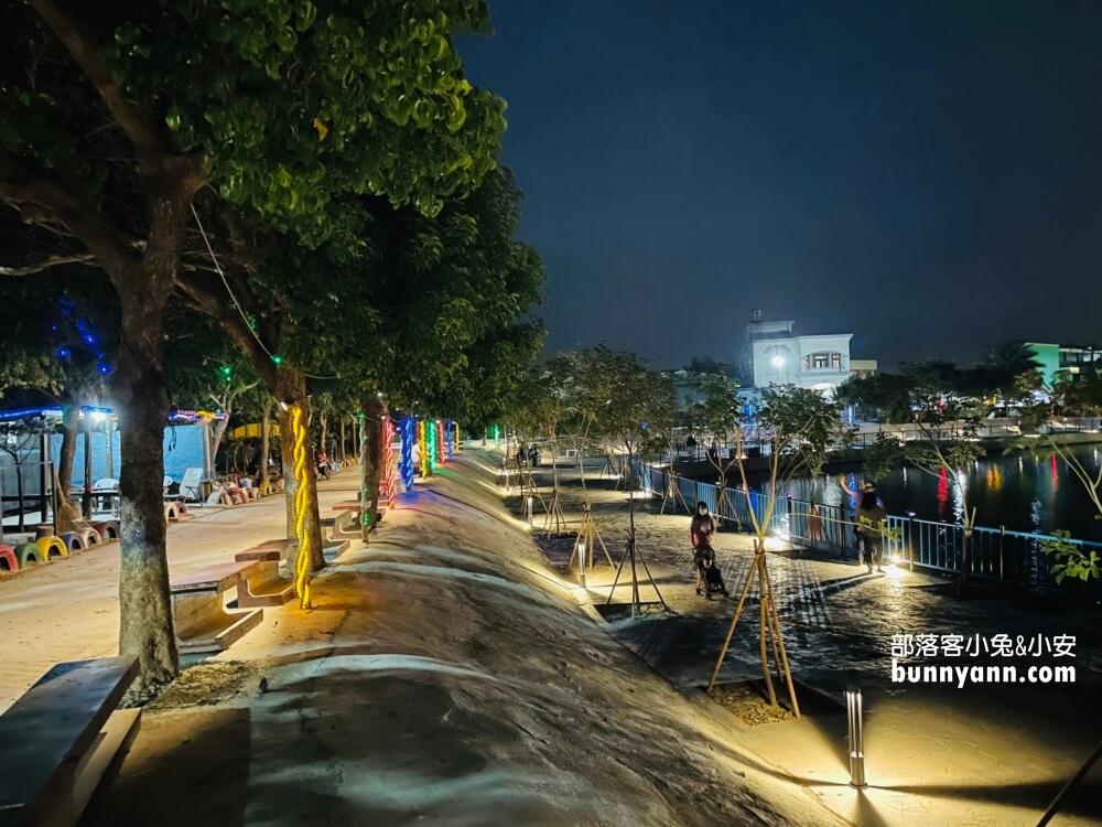 【舊社代安宮】全長2公里的池畔步道，有親子溜滑梯跟夜晚燈光可逛