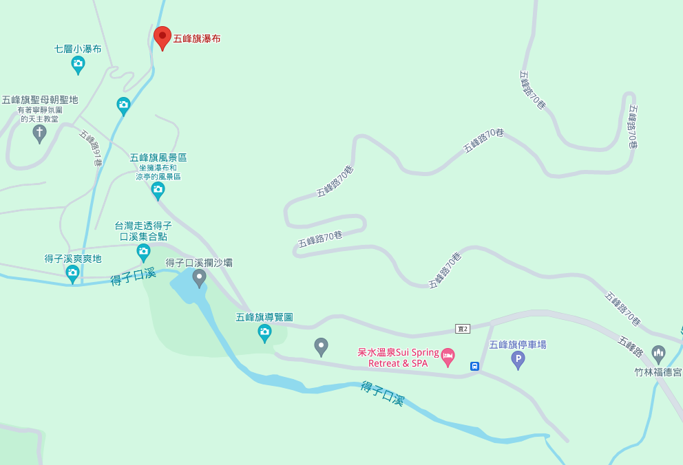 五峰旗瀑布步道停車場地圖