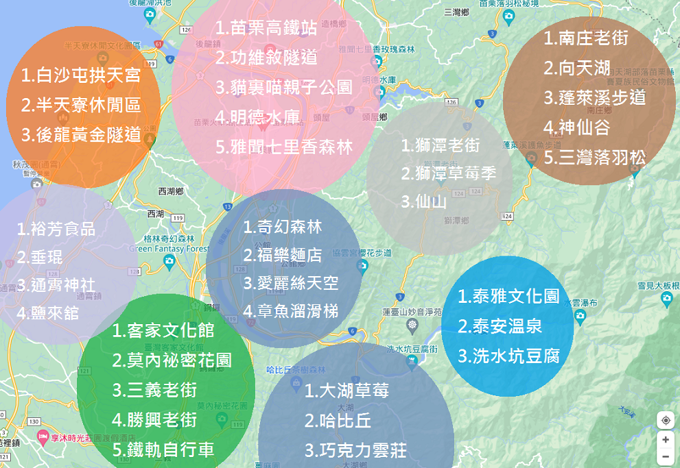 苗栗景點地圖