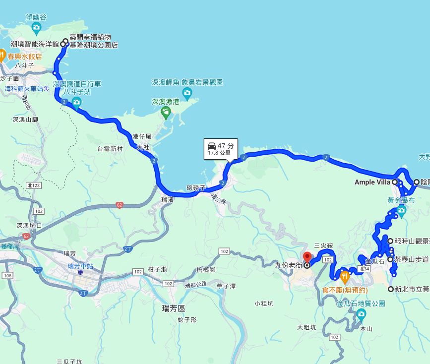 金瓜石景點地圖